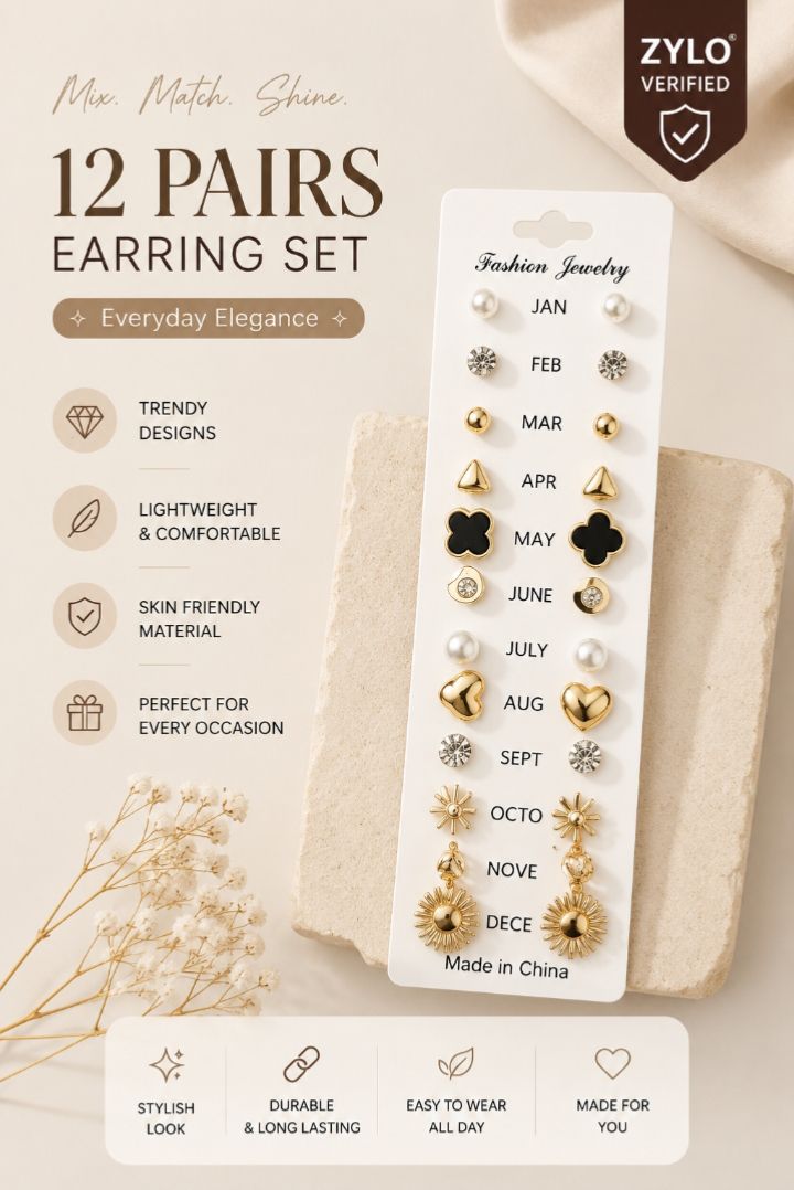 12 Pairs Earring Set — Everyday Elegance
