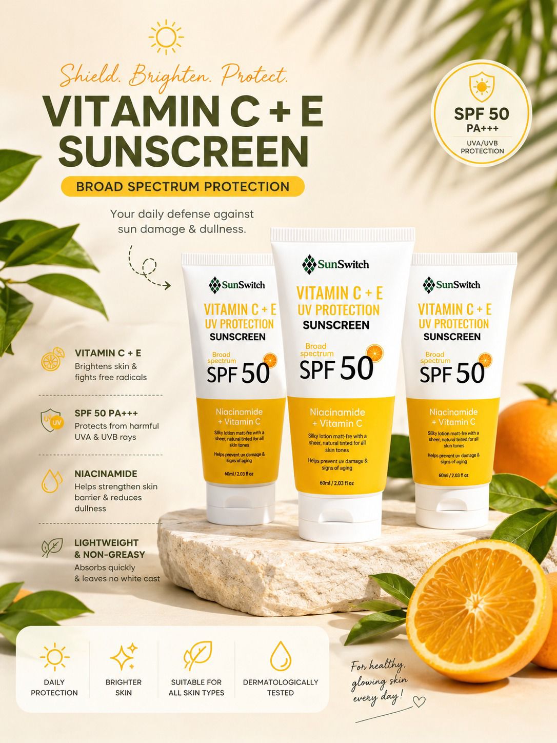 SunSwitch Vitamin C + E Sunscreen SPF 50